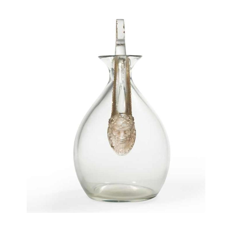 1923 René Lalique Carafe « Satyre » Verre Blanc Patiné Sépia Pour Cusenier