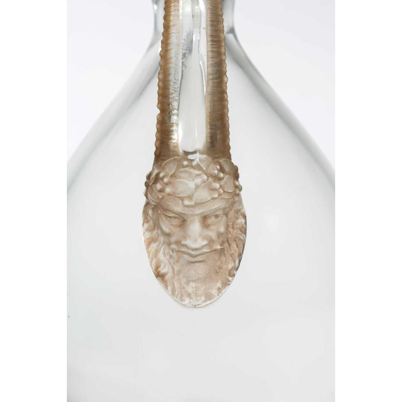 1923 René Lalique Carafe « Satyre » Verre Blanc Patiné Sépia Pour Cusenier