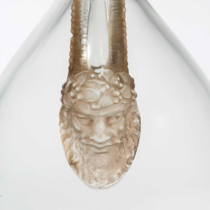 1923 René Lalique Carafe « Satyre » Verre Blanc Patiné Sépia Pour Cusenier