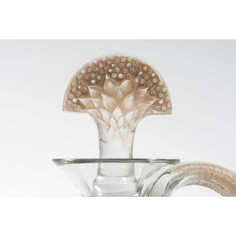 1923 René Lalique Carafe « Satyre » Verre Blanc Patiné Sépia Pour Cusenier