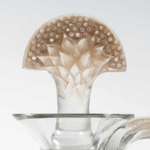 1923 René Lalique Carafe « Satyre » Verre Blanc Patiné Sépia Pour Cusenier