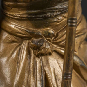 ADOLPHE ARMAND TRUFFIER «LA GEISHA AU LAMPION », statuette lampe, sculpture régule doré, biscuit de porcelaine