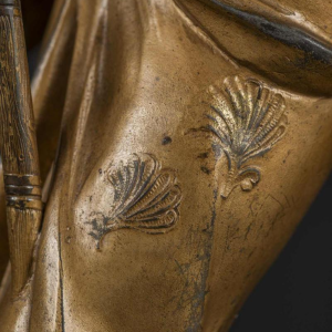 ADOLPHE ARMAND TRUFFIER "LA GEISHA AU LAMPION", statuette lamp, gilded regule sculpture, porcelain biscuit