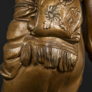 ADOLPHE ARMAND TRUFFIER "LA GEISHA AU LAMPION", statuette lamp, gilded regule sculpture, porcelain biscuit