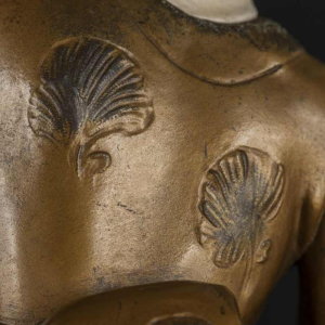 ADOLPHE ARMAND TRUFFIER "LA GEISHA AU LAMPION", statuette lamp, gilded regule sculpture, porcelain biscuit