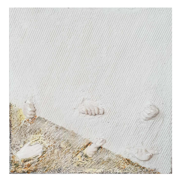 Bas-relief in mixed materials "TOM BABY'S HANDS" (1988):