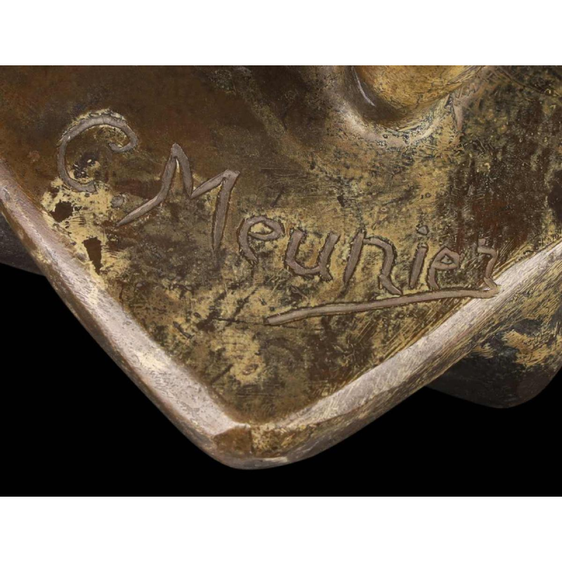 Constantin Meunier "Le débardeur d'Anvers' sculpture en bronze patiné, ca 1890