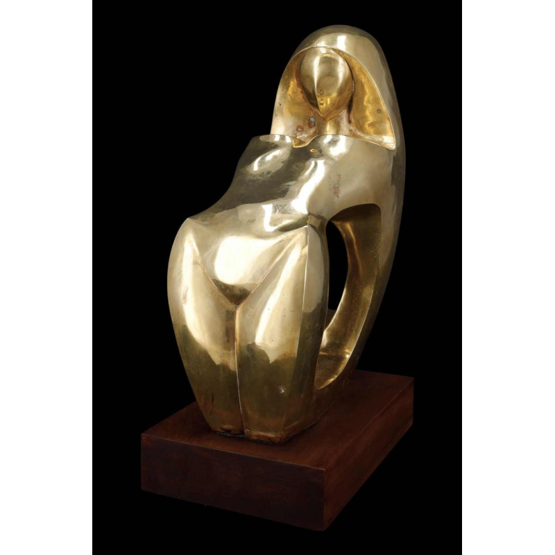 Jannu 'Nue abstraite' sculpture contemporaine en cuivre
