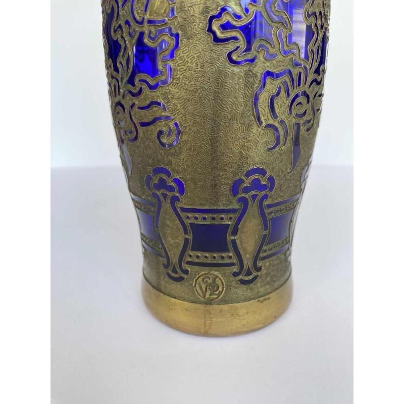 Val-Saint-Lambert, electroplated vase, monogrammed VSL in the decoration