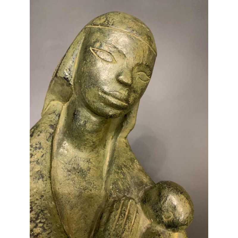 PAUL BAEKE ' Maternité ' Femme & Enfant, Sculpture moderniste, 1958