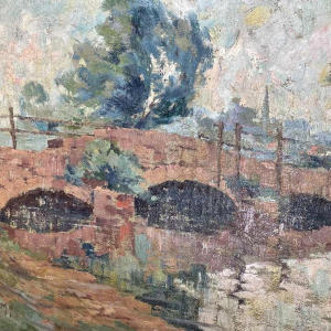 Camille BARTHELEMY « Le pont de Villers-sur-Semois » hst 65x100 cm