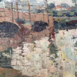 Camille BARTHELEMY « Le pont de Villers-sur-Semois » hst 65x100 cm