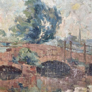 Camille BARTHELEMY « Le pont de Villers-sur-Semois » hst 65x100 cm