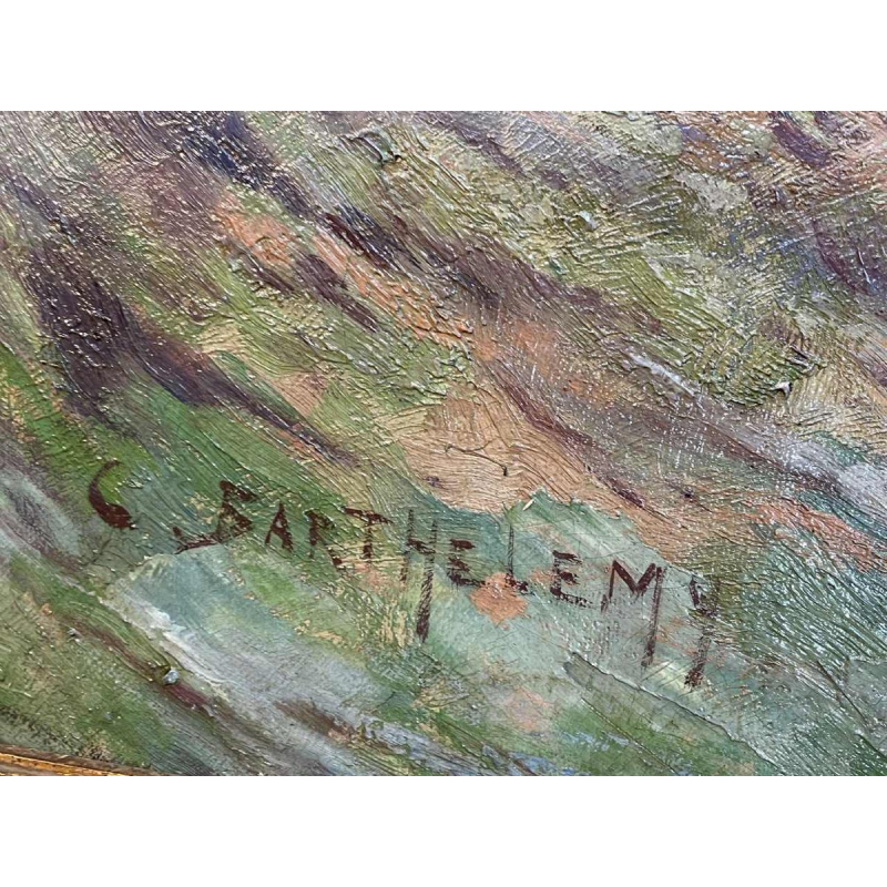 Camille BARTHELEMY « Le pont de Villers-sur-Semois » hst 65x100 cm