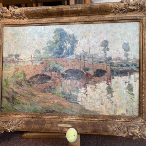 Camille BARTHELEMY « Le pont de Villers-sur-Semois » hst 65x100 cm