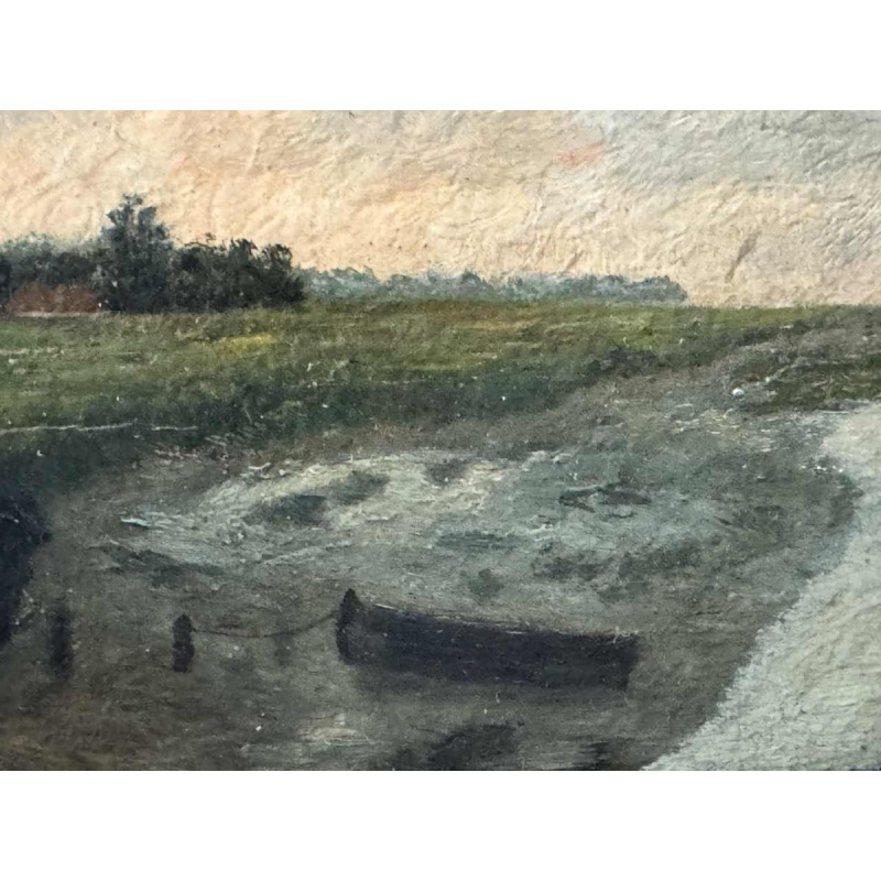 Isidore MEYERS “ Landschap bij zonsondergang “ olieverf op hout