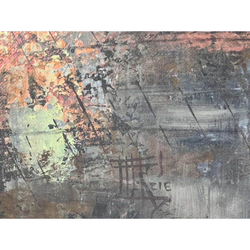 Michel MERCIE « Le bar » peinture, huile sur toile, fin du XXe s