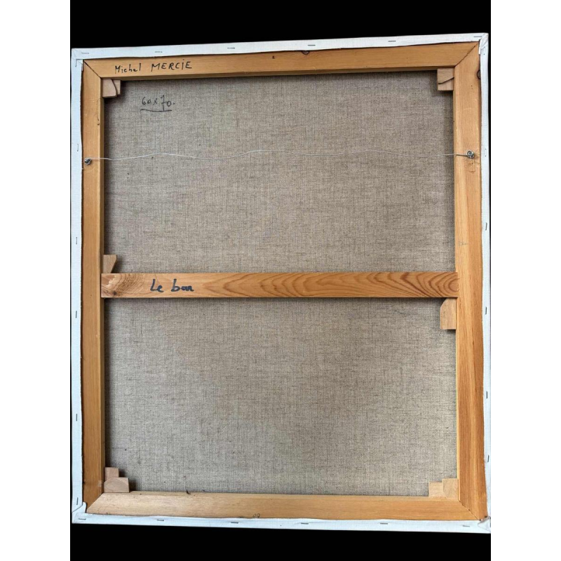 Michel MERCIE « Le bar » peinture, huile sur toile, fin du XXe s