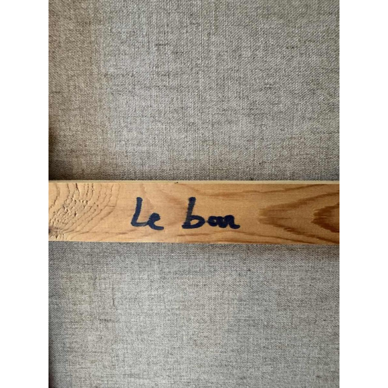 Michel MERCIE « De bar» schilderij, olie op doek, eind 20e eeuw