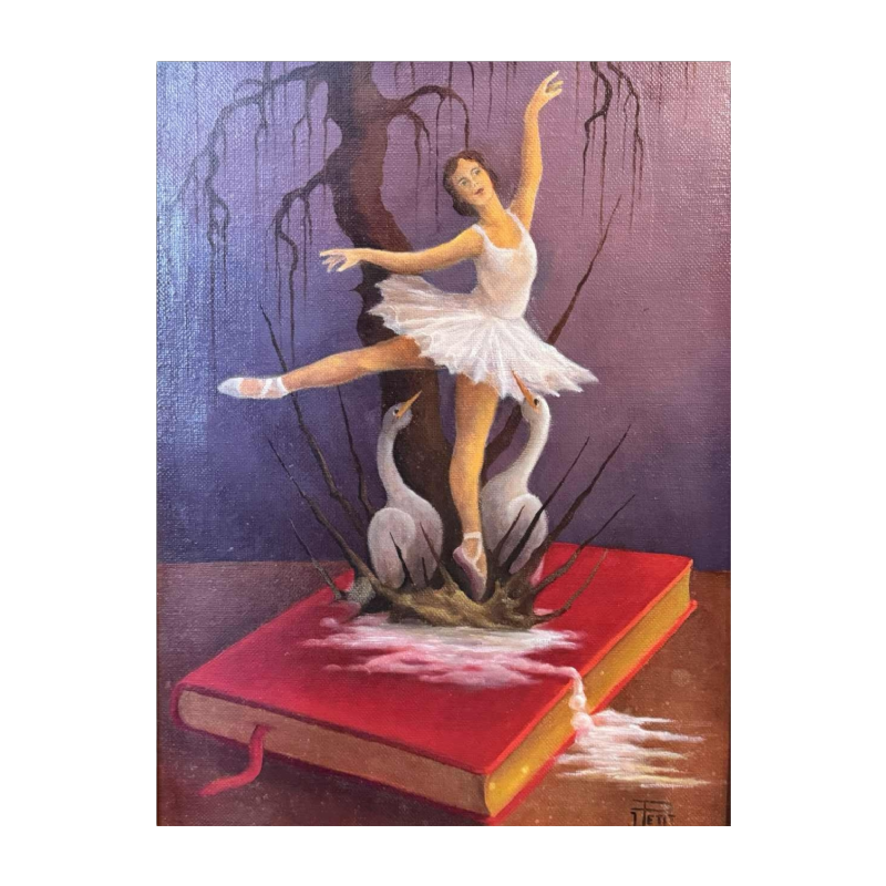 Jules PETIT « The swan song  » 1979 painting oil on canvas