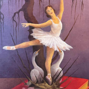 Jules PETIT « The swan song  » 1979 painting oil on canvas