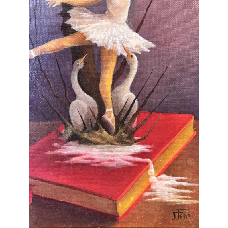 Jules PETIT « The swan song  » 1979 painting oil on canvas