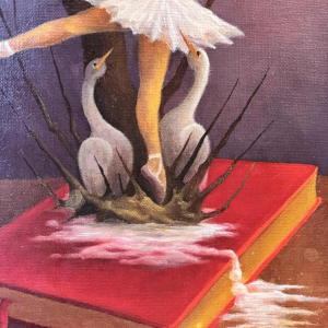 Jules PETIT « Het gezang van de zwaan » schilderij olie op doek