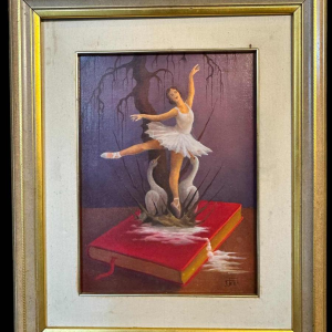 Jules PETIT « Het gezang van de zwaan » schilderij olie op doek