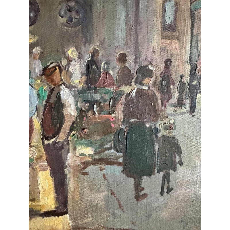 Pol Duruisseau « Namen, markt groentemarkt » schilderij olie op panel