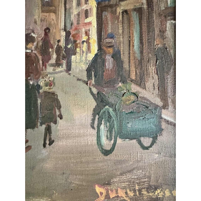 Pol Duruisseau « Namur, the market Place Vegetable market» painting oil on canvas