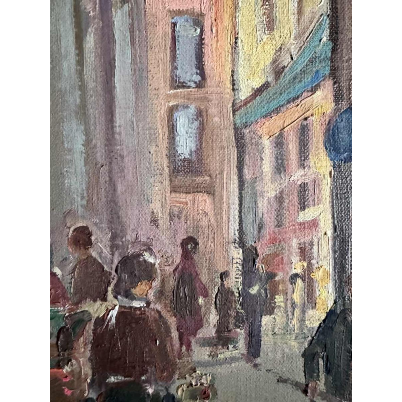 Pol Duruisseau « Namen, markt groentemarkt » schilderij olie op panel