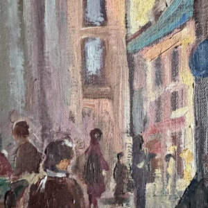 Pol Duruisseau « Namen, markt groentemarkt » schilderij olie op panel