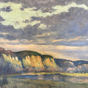 Eugène COLIGNON «Les Rochers de Marche-les-Dames» peinture sur toile, 1945 Eugène COLIGNON «Les Rochers de Marche-les-Dames» peinture sur toile, 1945