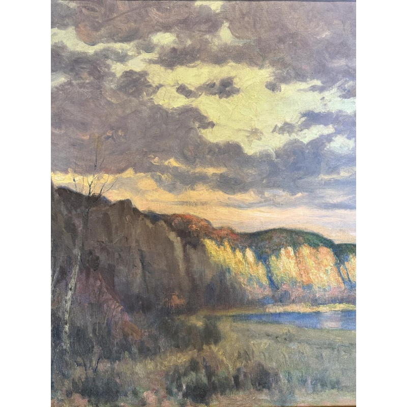 Eugène COLIGNON «Les Rochers de Marche-les-Dames» peinture sur toile, 1945 Eugène COLIGNON «Les Rochers de Marche-les-Dames» peinture sur toile, 1945