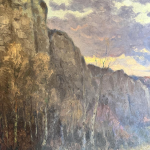Eugène COLIGNON «Les Rochers de Marche-les-Dames» peinture sur toile, 1945 Eugène COLIGNON «Les Rochers de Marche-les-Dames» peinture sur toile, 1945