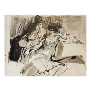 Christian HOCQUET « Un bon petit verre 
» aquarelle 1964 Christian HOCQUET « Un bon petit verre 
» aquarelle 1964