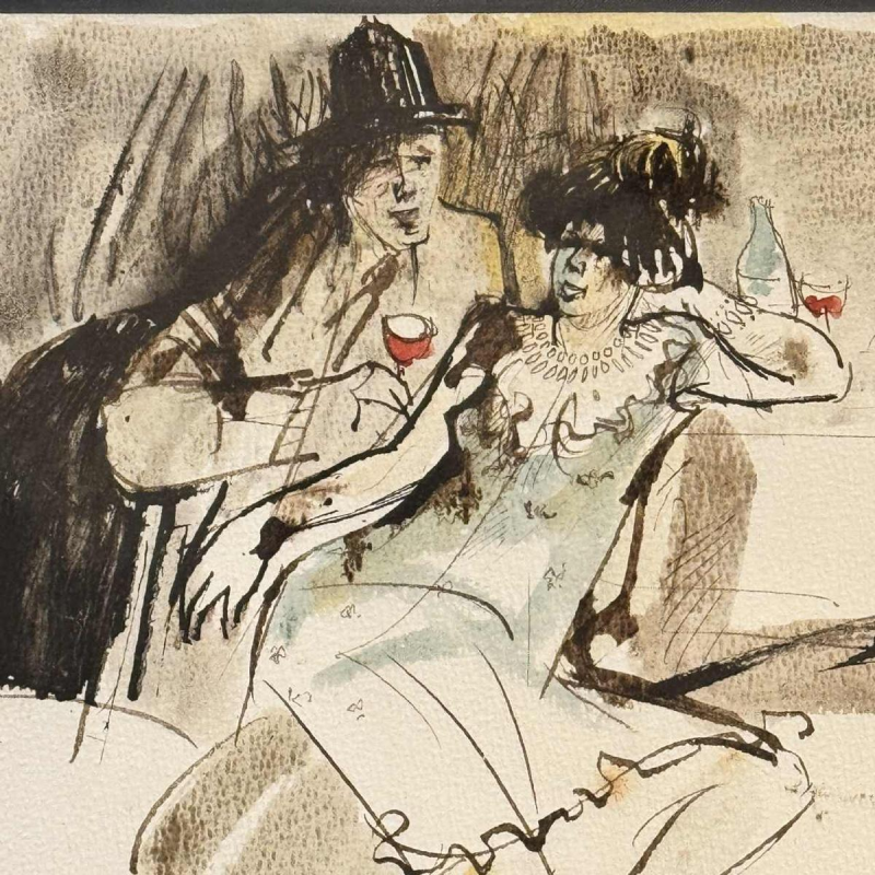 Christian HOCQUET « Un bon petit verre 
» aquarelle 1964 Christian HOCQUET « Un bon petit verre 
» aquarelle 1964