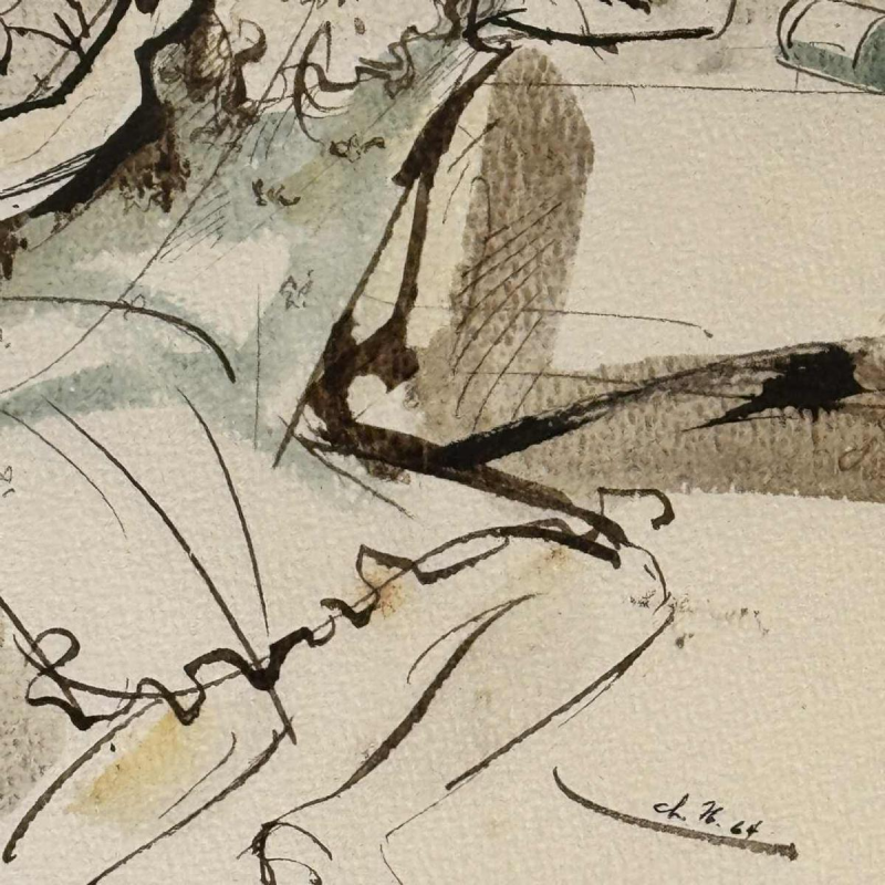 Christian HOCQUET « Un bon petit verre 
» aquarelle 1964 Christian HOCQUET « Un bon petit verre 
» aquarelle 1964