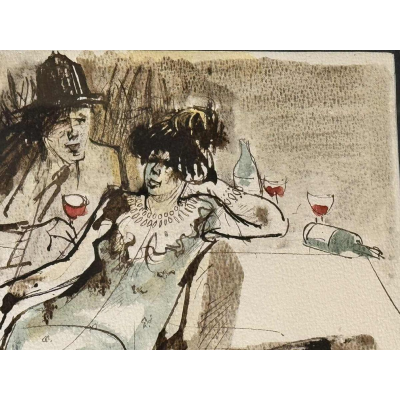 Christian HOCQUET « Un bon petit verre 
» aquarelle 1964 Christian HOCQUET « Un bon petit verre 
» aquarelle 1964