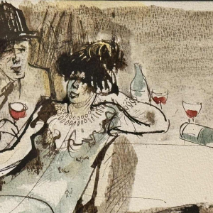 Christian HOCQUET « Un bon petit verre 
» aquarelle 1964 Christian HOCQUET « Un bon petit verre 
» aquarelle 1964