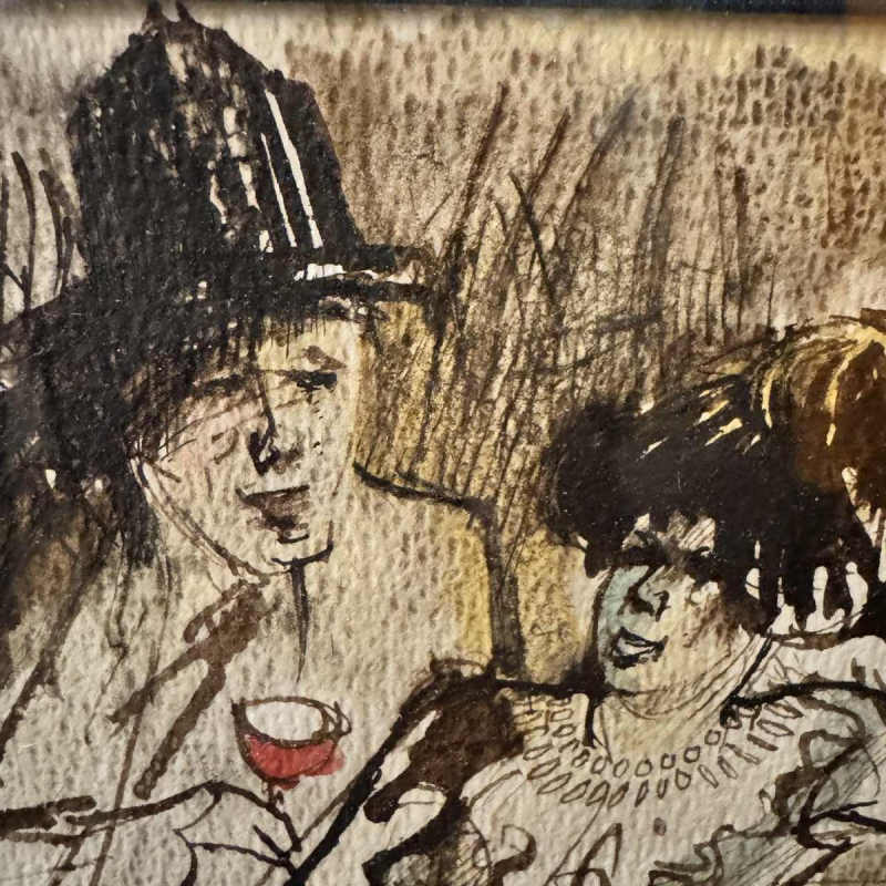 Christian HOCQUET « Un bon petit verre 
» aquarelle 1964 Christian HOCQUET « Un bon petit verre 
» aquarelle 1964