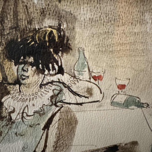 Christian HOCQUET « Un bon petit verre 
» aquarelle 1964 Christian HOCQUET « Un bon petit verre 
» aquarelle 1964