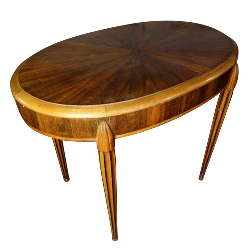 Table d'appoint ovale Art Déco marquetée en étoile, Style Sue & Mare, circa 1920