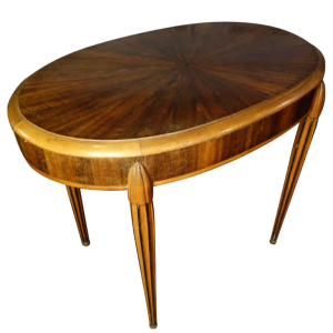 Table d'appoint ovale Art Déco marquetée en étoile, Style Sue & Mare, circa 1920