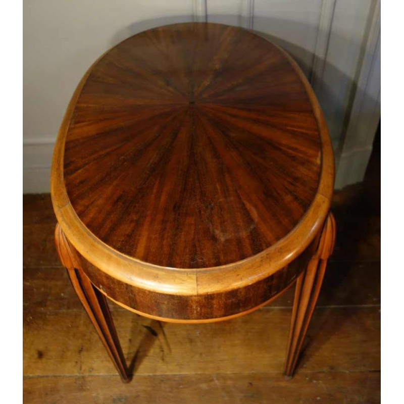 Table d'appoint ovale Art Déco marquetée en étoile, Style Sue & Mare, circa 1920