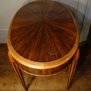 Art Deco Side / Coffee oval Table, star inlaid, Style Sue & Mare Circa 1920