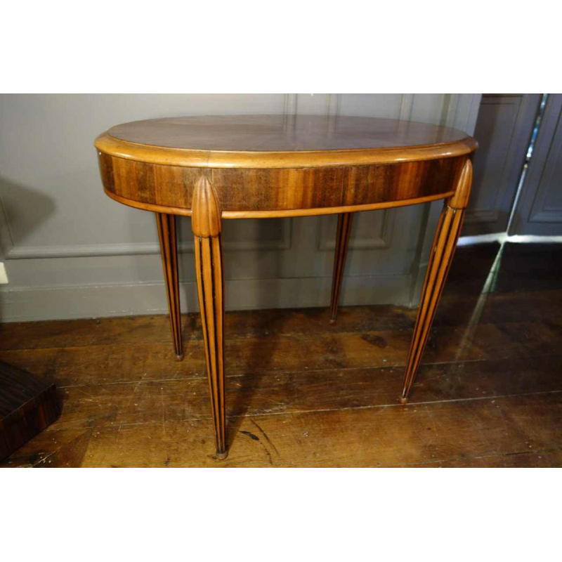 Table d'appoint ovale Art Déco marquetée en étoile, Style Sue & Mare, circa 1920