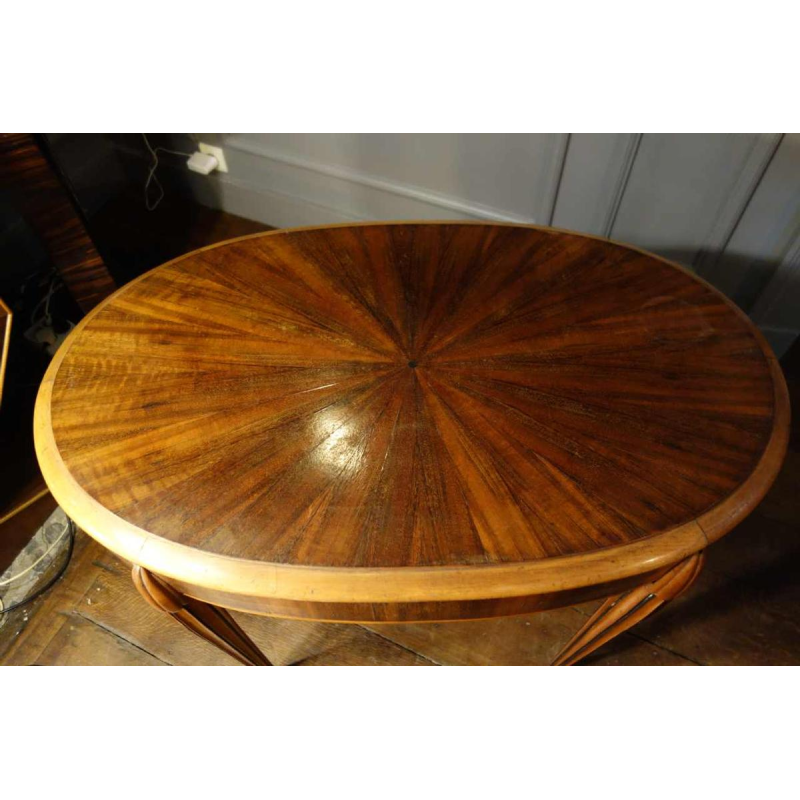 Art Deco ovale bijzettafel, ingelegd ster, Stijl Sue & Mare Circa 1920