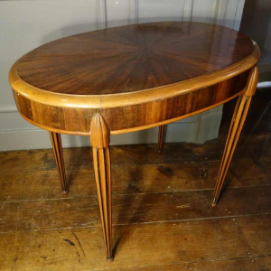 Art Deco Side / Coffee oval Table, star inlaid, Style Sue & Mare Circa 1920