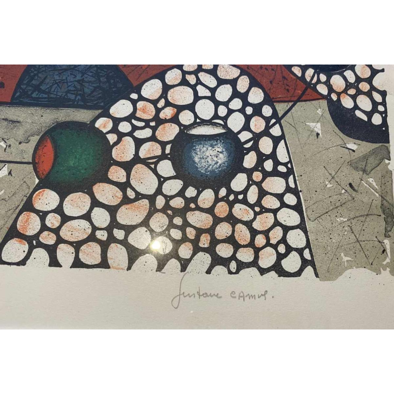 Gustave Camus “Paar personages” kleurenlitho genummerd 129/145, 20e eeuw